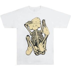 KAWS Skeleton New Fiction T-Shirt Bone 2021 KAWS-SS01 Men's Size Medium White